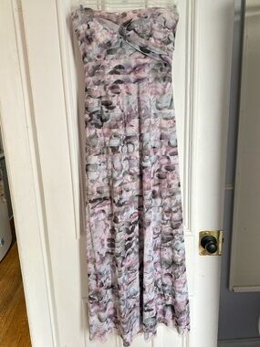 BCBGMaxAzria White Mesh Panel Dress With Ruffles